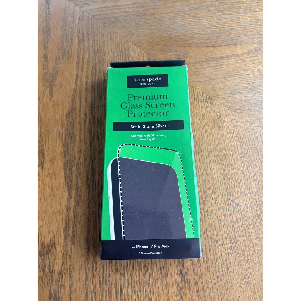 Kate Spade iPhone 17 Pro Max Premium Glass Screen Protector Pave Crystal Silver